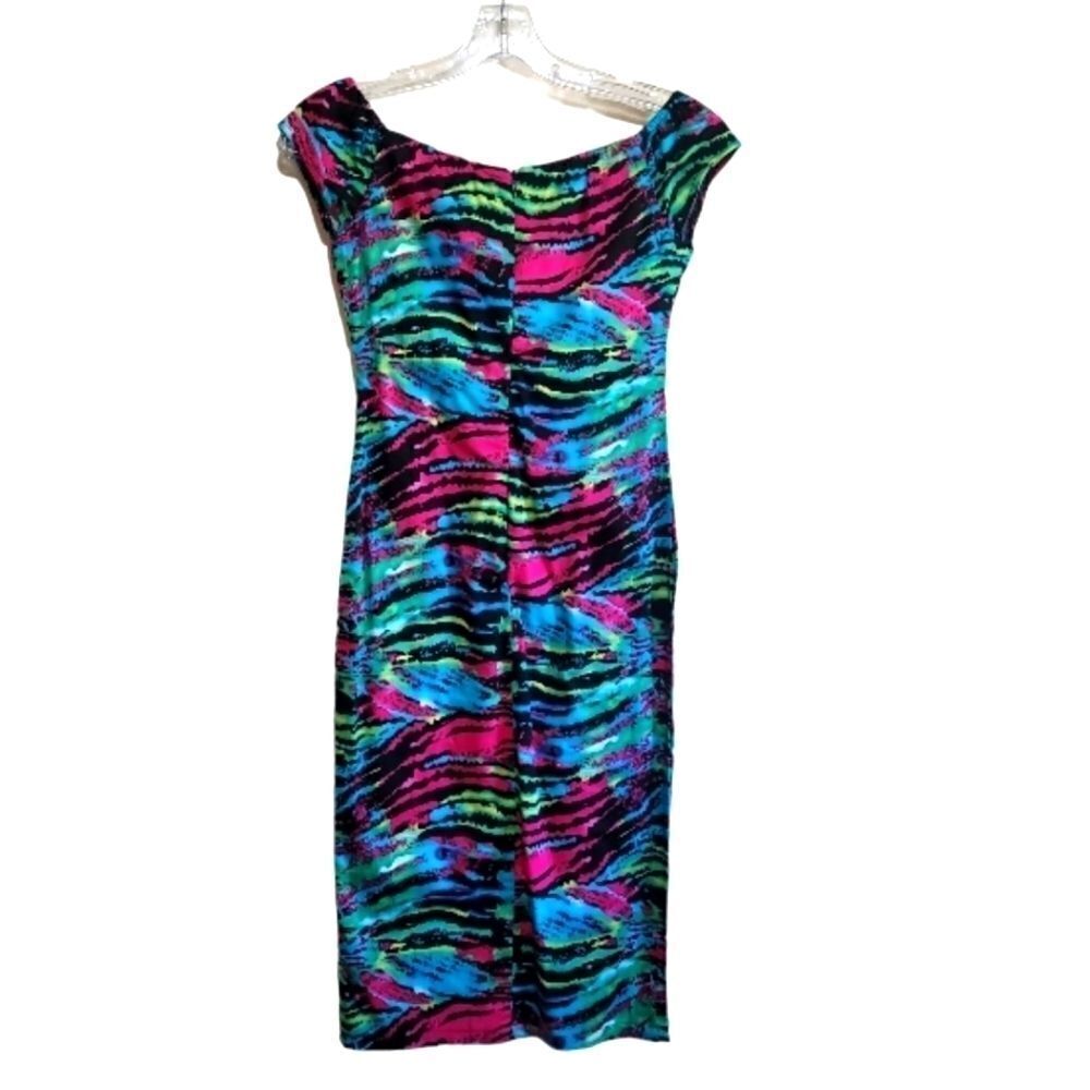 Rare London Multicolored Off the Shoulder Aline Dress Size 2